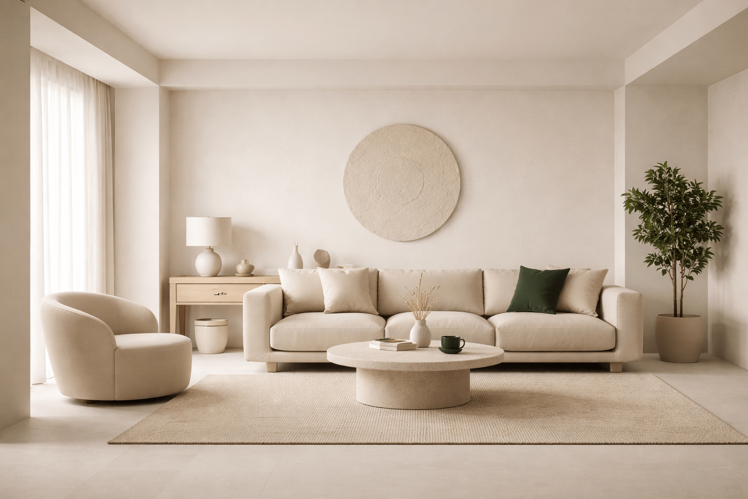 Voorbeeld van een interieur met een kleurenpalet volgens de 60-30-10-regel