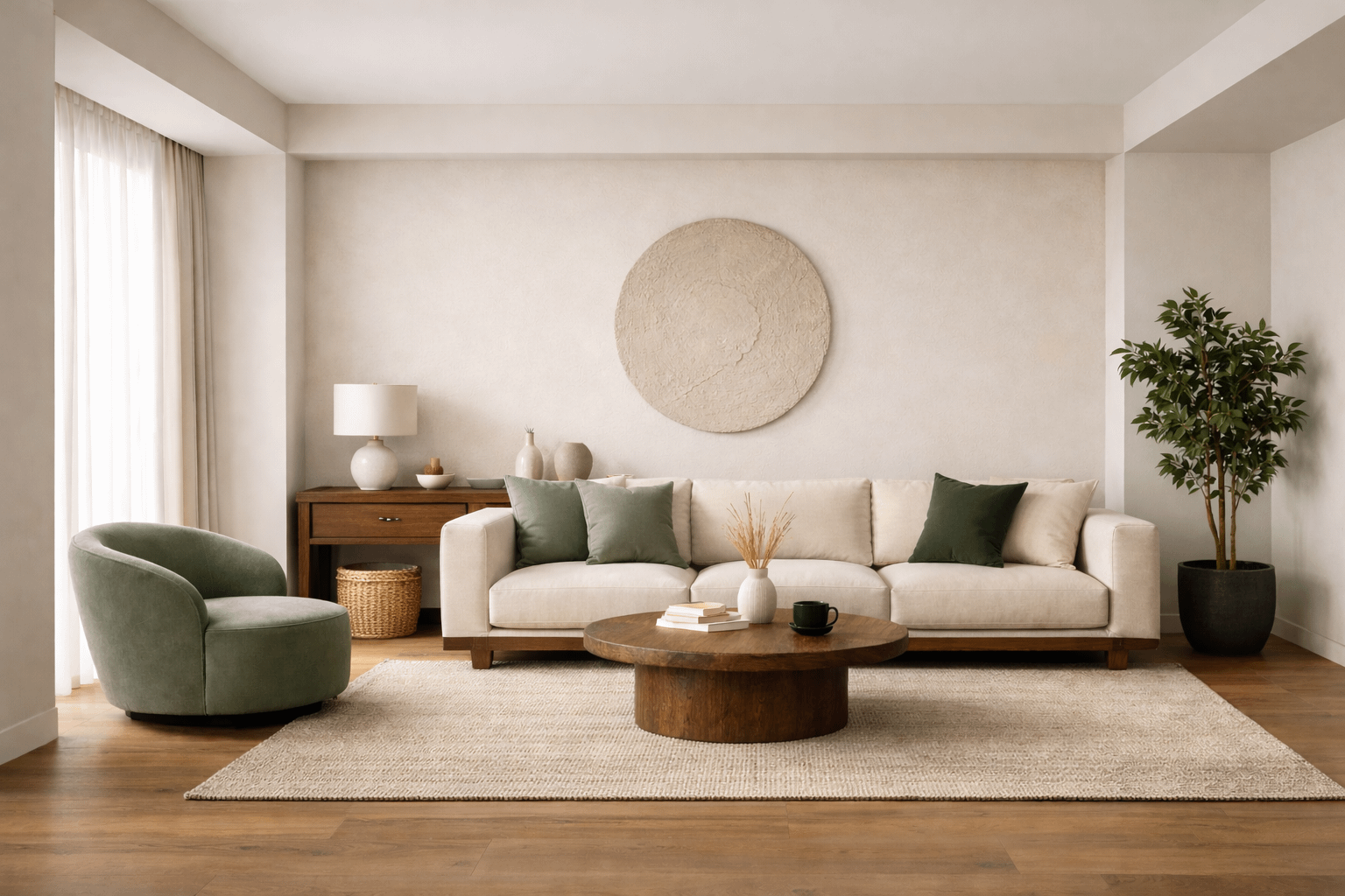 Voorbeeld van een interieur met een gelaagd kleurenpalet